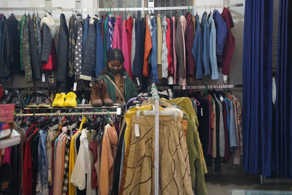 At this thrift store you can buy clothes for ten rupees