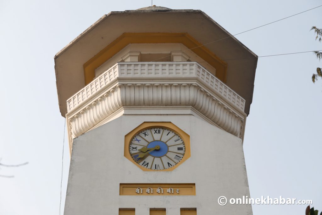 Ghantaghar, the clock tower in Kathmandu.