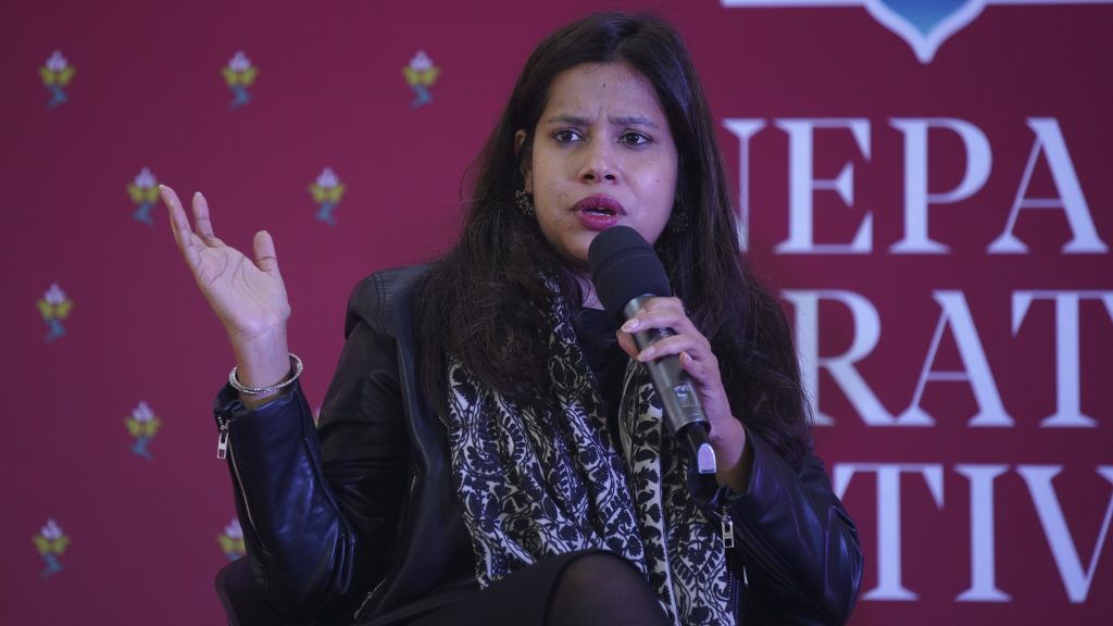 Shrayana Bhattacharya during Nepal Literature Festival in Pokhara, in December 2022. Photo: Nepal Literature Festival