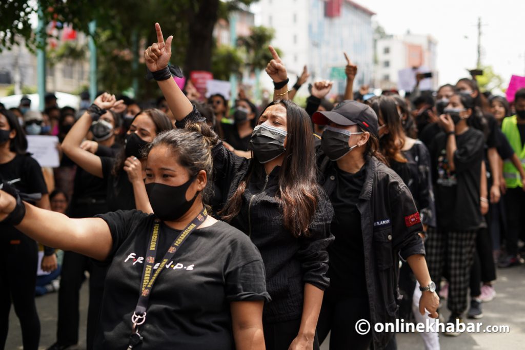 File photo: Group of women gather in Maitighar to protest the incidents of violence against women.