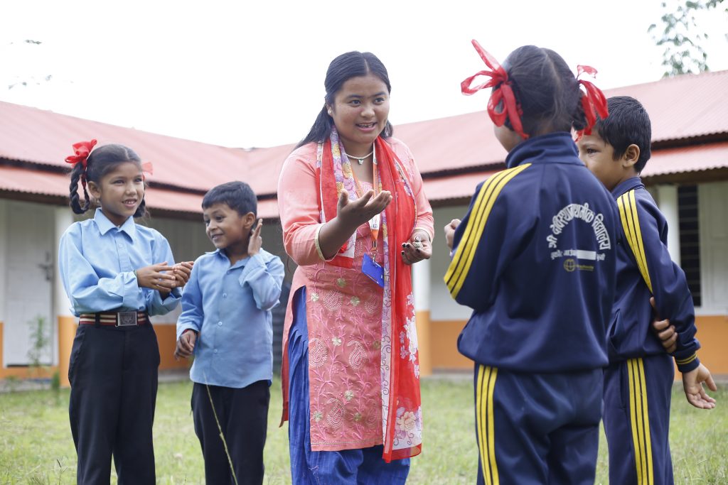 After the 2015 earthquake, the school's physical infrastructure was a major concern, so Surya Karki's team prioritized reconstructing the buildings before training the teachers.