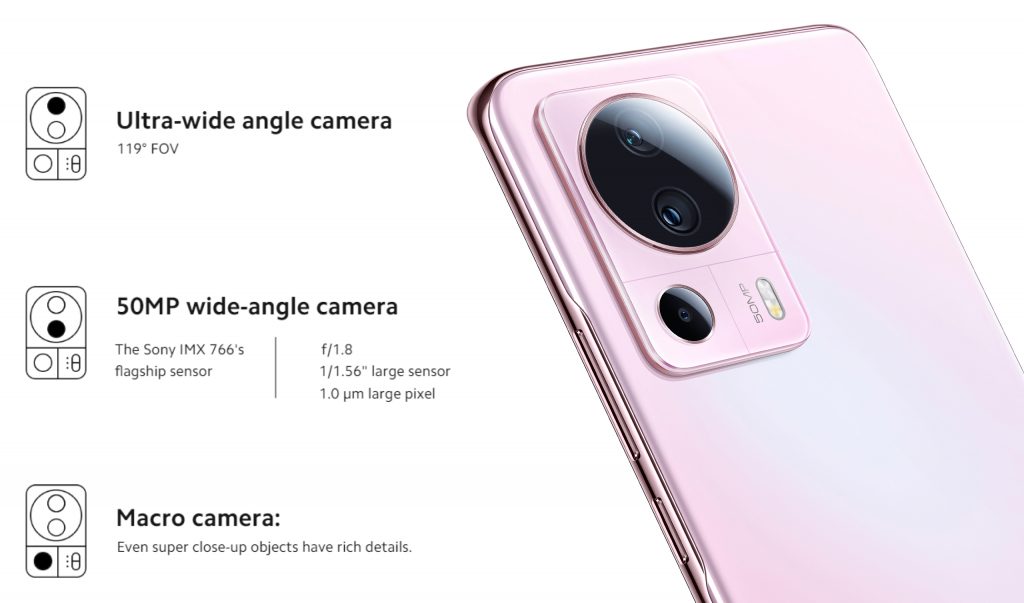 Xiaomi 13 Lite rear camera specs. Photo: Xiaomi