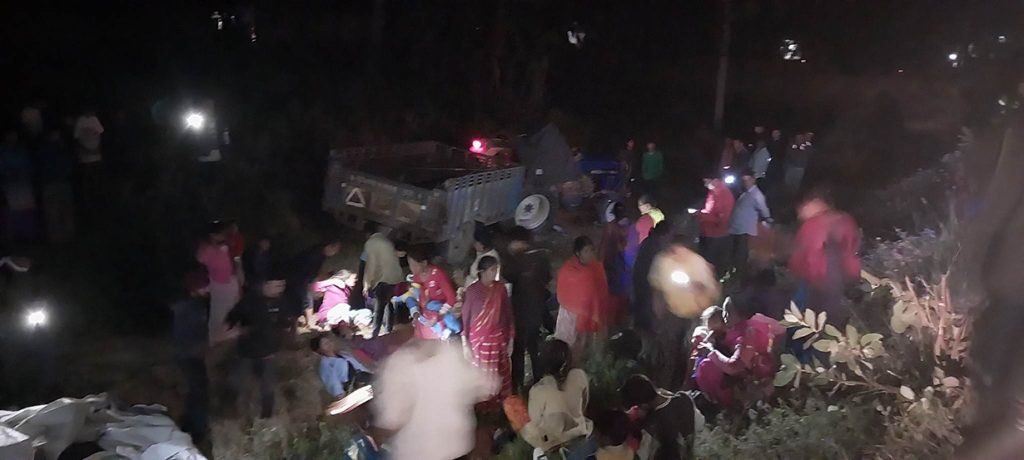 Two died and 28 others were injured in a tractor accident in the Kailali district of Sudurpaschim, on Monday, March 20, 2023. 