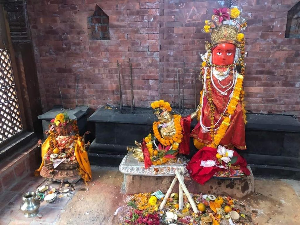 Idols of Rato Machhindranath (replica) and Yaaka Misaa installed at Kirtipur.