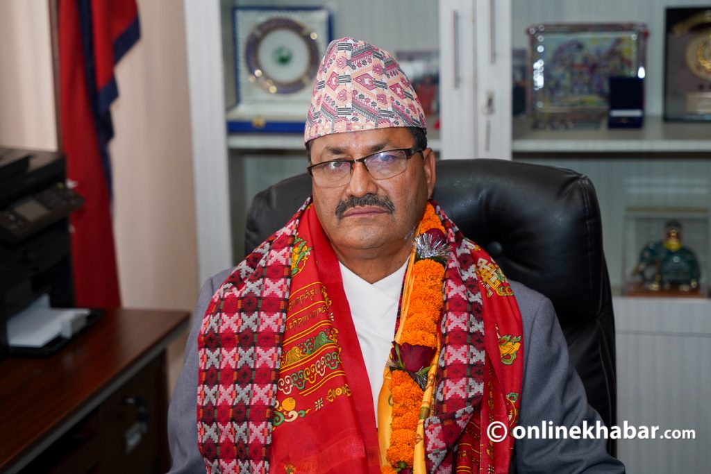 Narayan Prakash Saud (NP Saud) takes over as the minister for foreign affairs, in Kathmandu, on Sunday, April 16, 2023. Photo: Shankar Giri