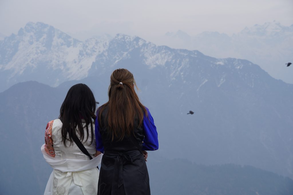 Visitors watching a view from Ama Yangri Photo: Bharat Poudel