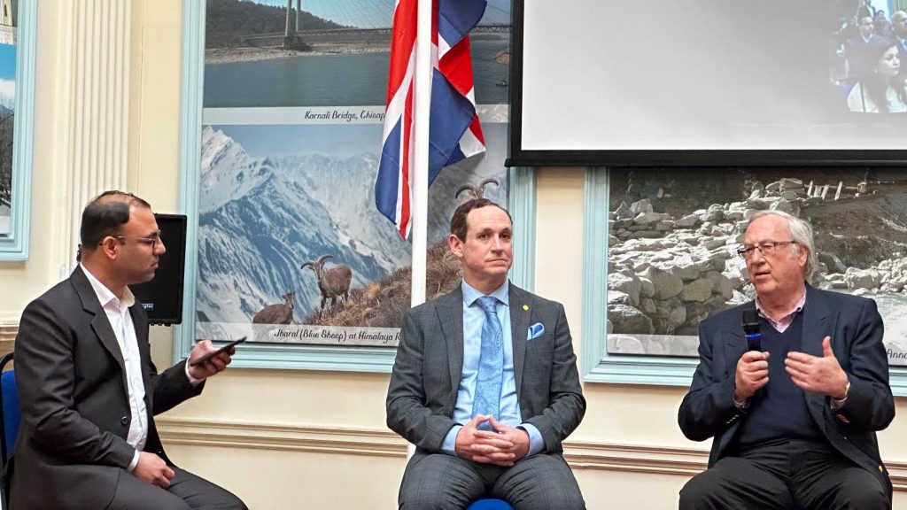 Panelists during a discussion on Nepal as an emerging tech hub, in London, on Tuesday, April 18, 2023.