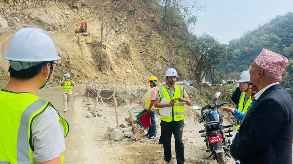 Preparations are underway to construct a tunnel in the Siddhababa area of the Butwal-Palpa road in 2023.