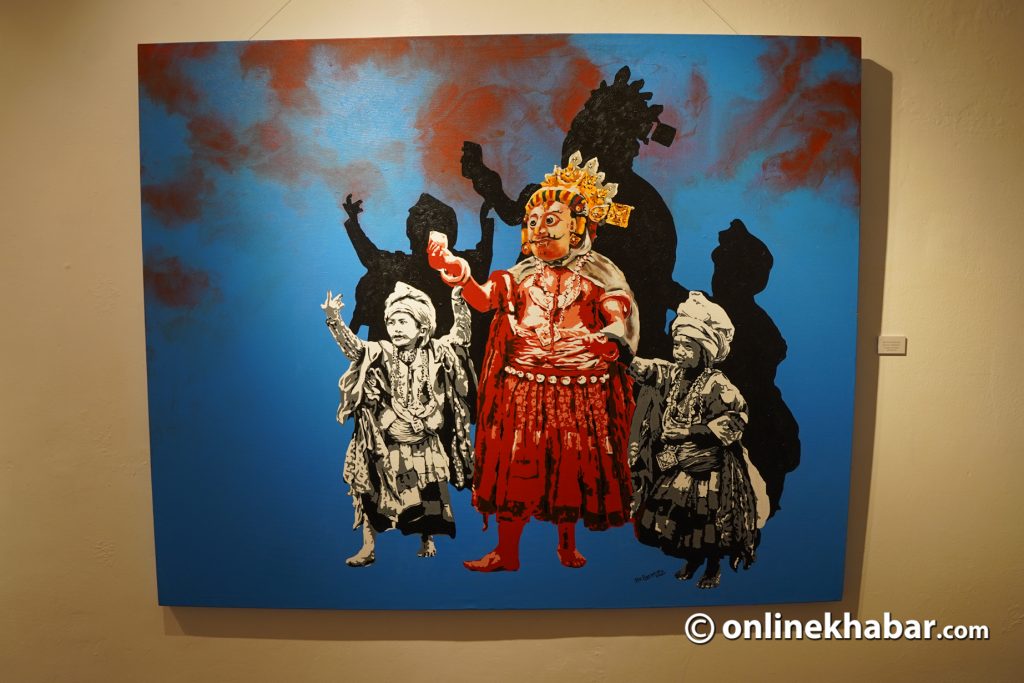 A painting at the exhibition From Bhaktapur to Kantipur at Siddhartha Art Gallery, Babermahal, Kathmandu.