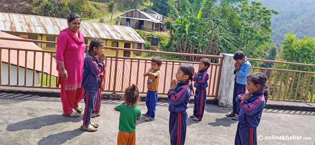 Students in a school in Indrawati rural municipality of Sindhupalchok.

schools in rural Nepal