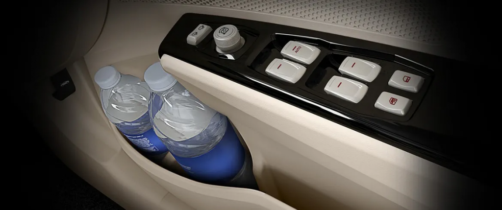 Bottle holder and door pocket with power windows controls in Mahindra XUV 300. Photo: Mahindra