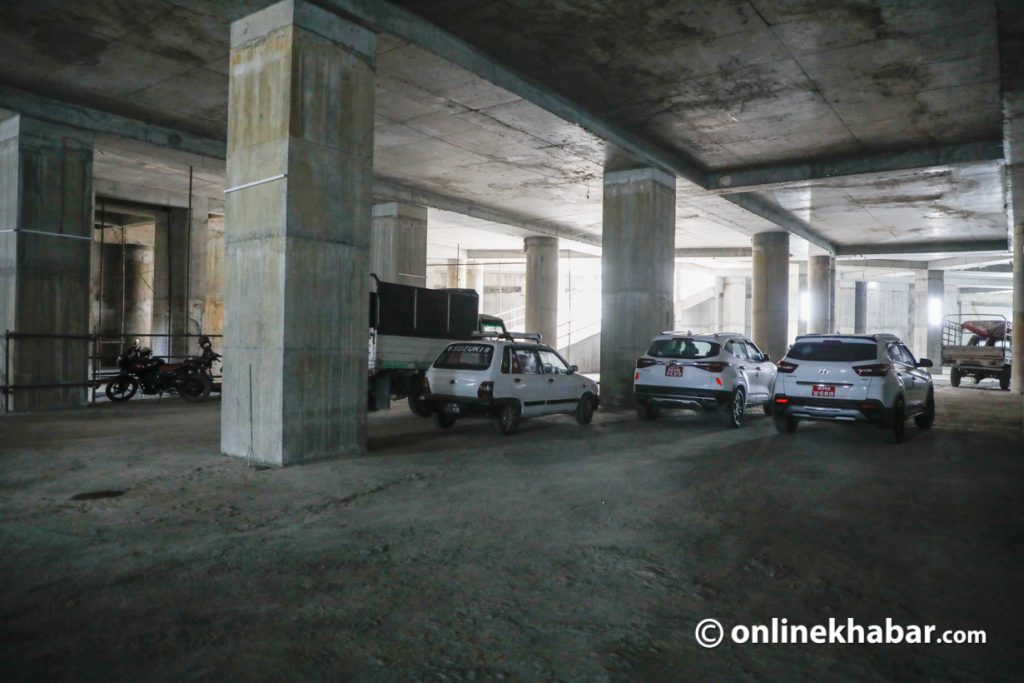 The controversial Kathmandu View Tower is open for private vehicle parking since May 2023. Photo: Bikash Shrestha 