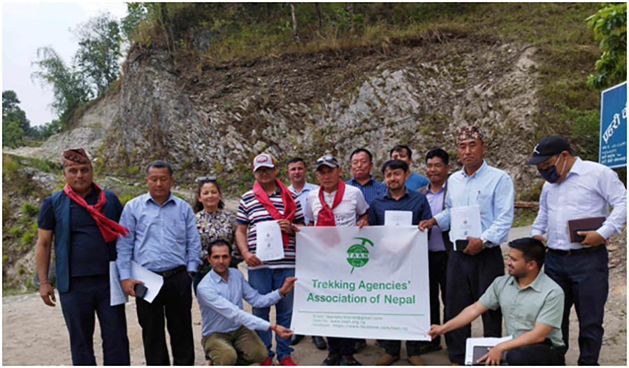 Trekking Agencies' Association of Nepal (TAAN) signs an agreement with four local governments in the Gorkha and Lamjung districts to construct a new trekking trail connecting the Manaslu and Annapurna regions, in May 2023. 