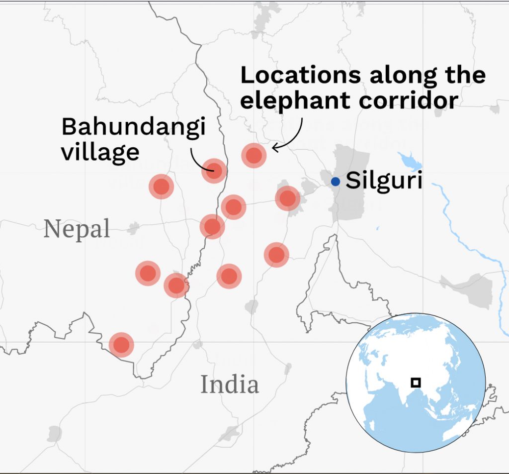 Elephant movements through Siliguri subdivision of West Bengal in India and Jhapa district of southeast Nepal • Map: The Third Pole
Nepal-India cross-border grassroots efforts against human-wildlife conflict