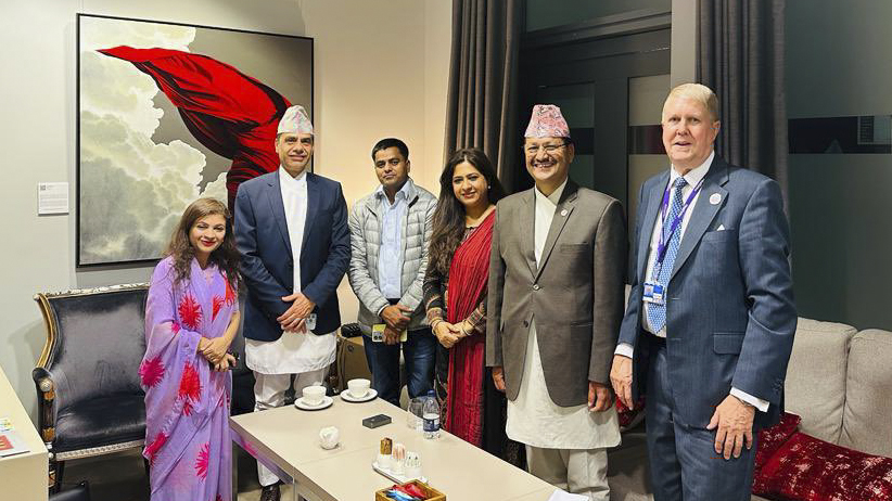 Foreign Minister NP Saud arrives in London to attend the coronation of British King Charles III and Queen Consort Camilla, on Thursday, April 4, 2023. Photo: Nepali Embassy in London 