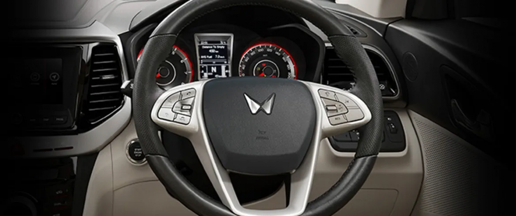 Steering wheel in Mahindra XUV 300. Photo: Mahindra