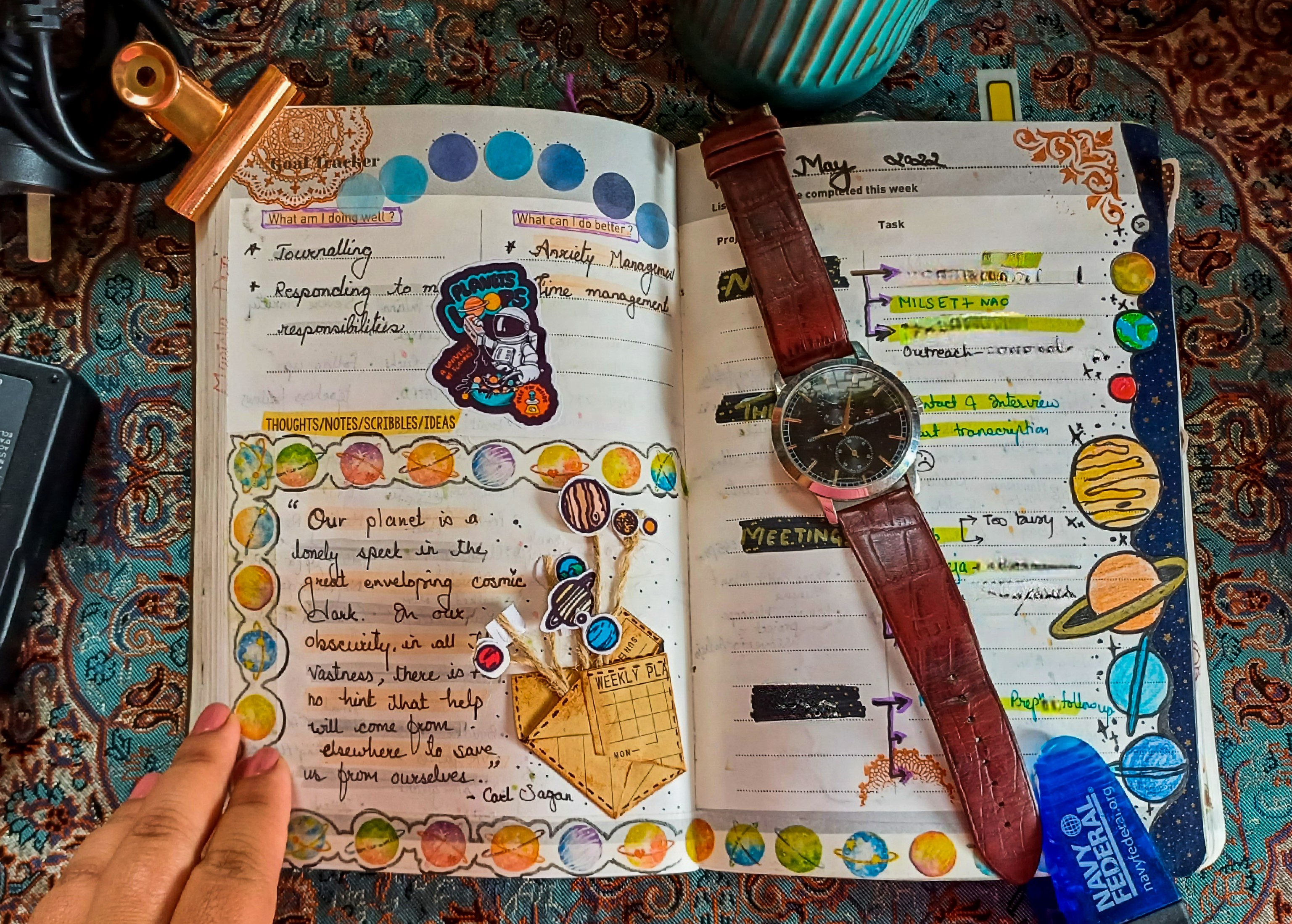 A peak into Manisha Dwa's journal. Photo Courtesy: Manisha Dwa on planners and organisers
