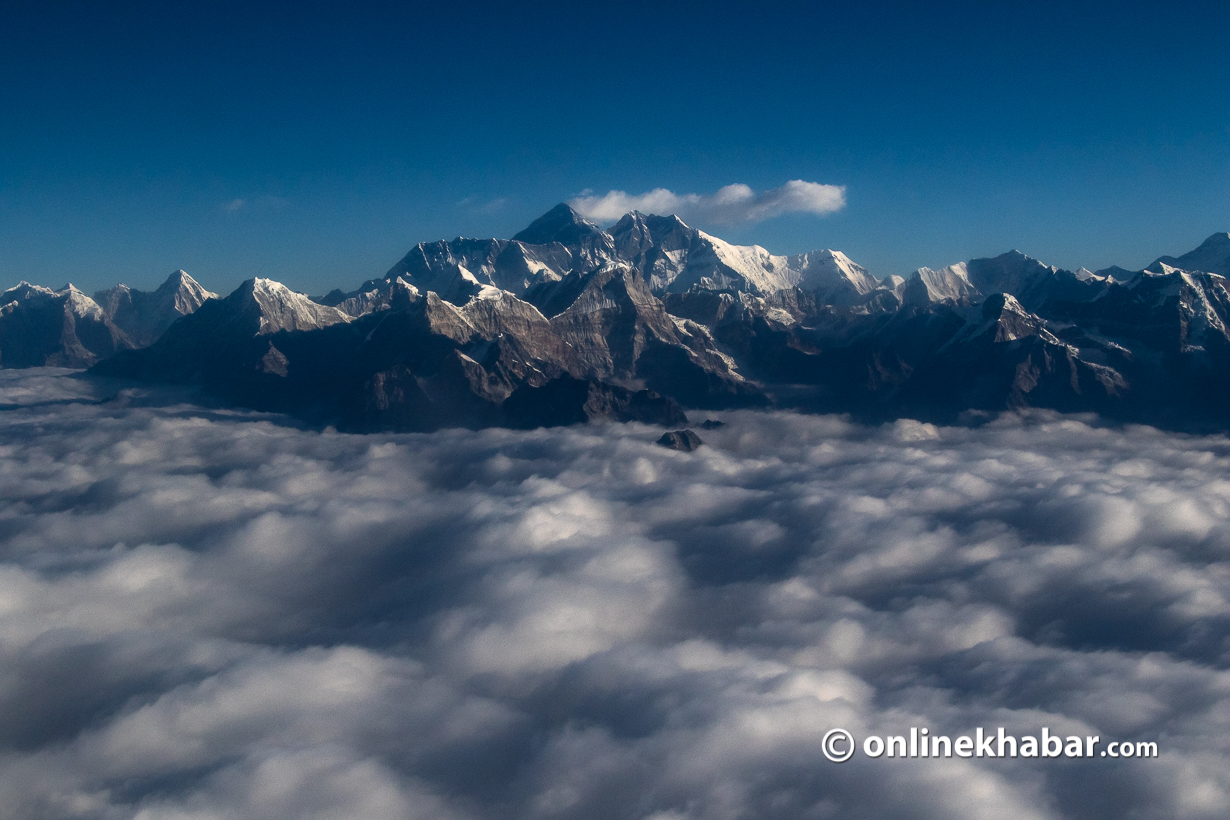 Everest seen from a mountain flight. Photo: Aryan Dhimal