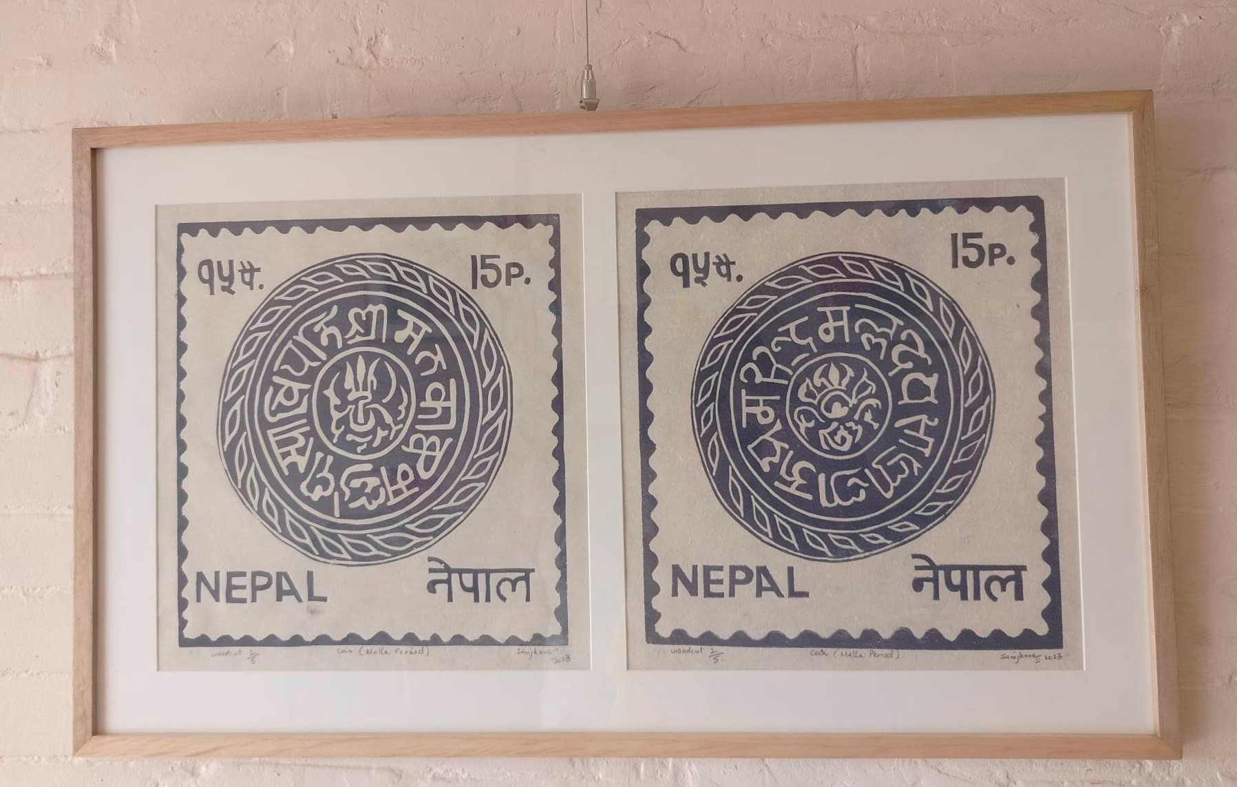 Prints by Nepali artist Samjhana Rajbhandari at Installation artworks at  Living with Arts in Nepal at Taragaon Museum, Bouddha.