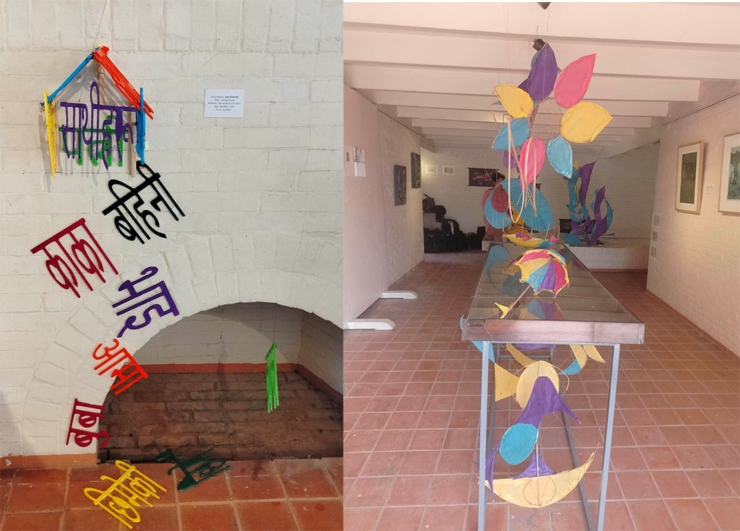 Installation artworks at  Living with Arts in Nepal at Taragaon Museum, Bouddha.