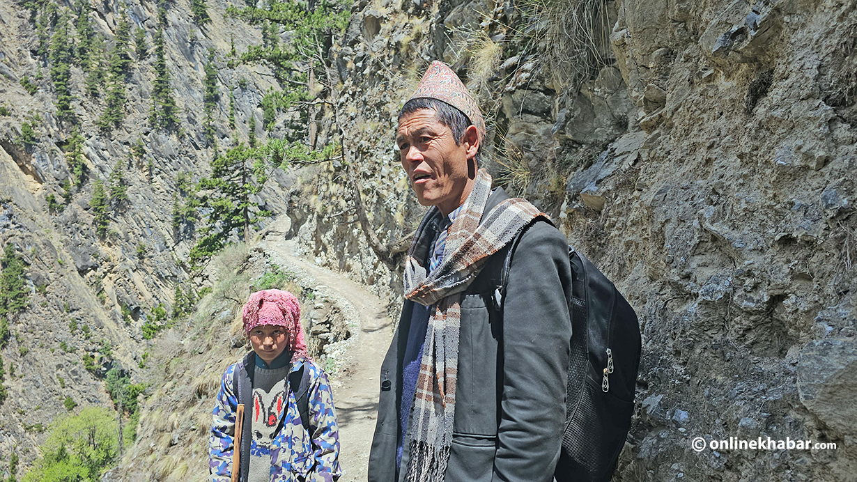 Chandra Bahadur Budha returning after picking yarsa or yarchagumba