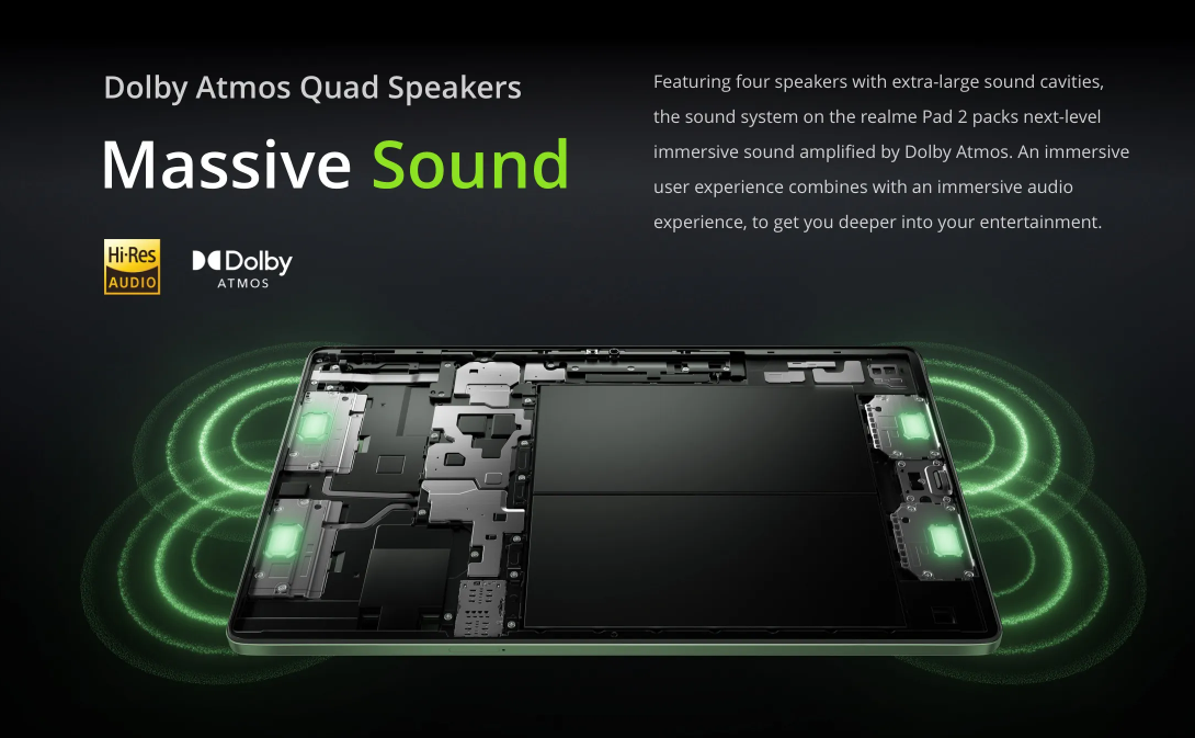 Realme Pad 2 quad speakers. Photo: Realme India
