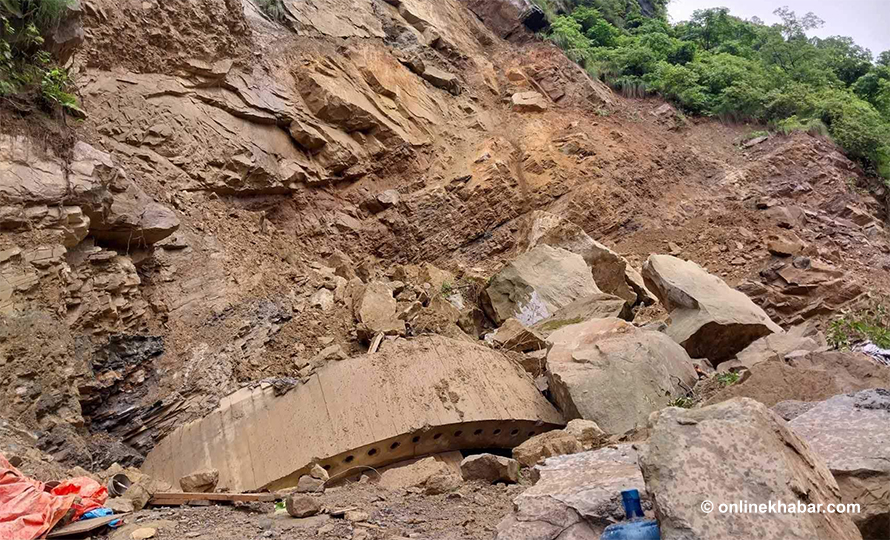 Landslide buries entrance of under-construction Siddhababa tunnel