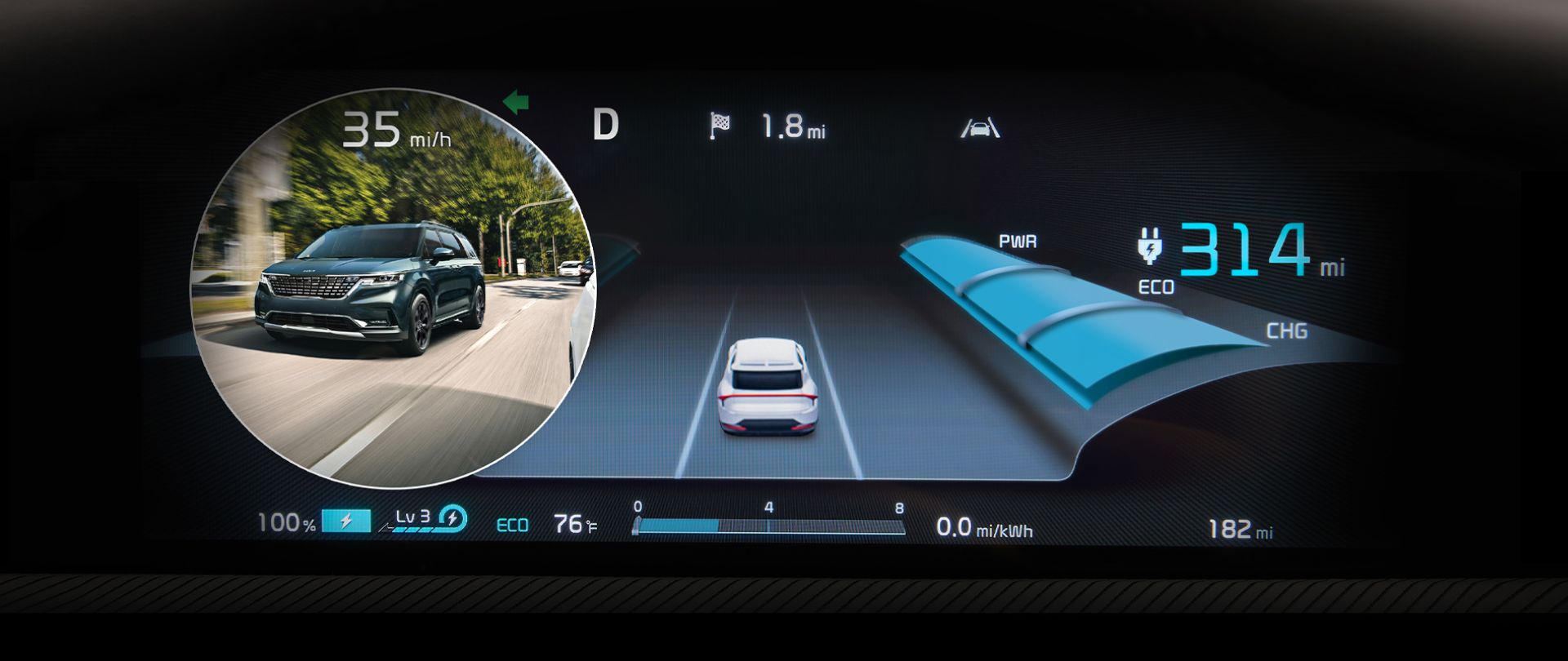 Blind spot Safety feature on Kia EV6. Photo: Kia