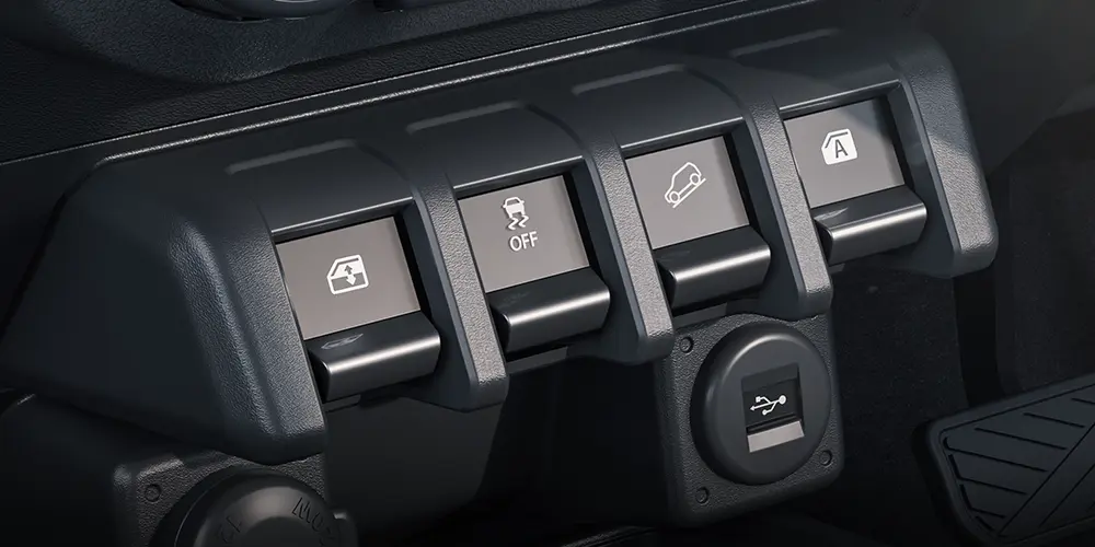 Controls on the Maruti Suzuki Jimny. Photo: Maruti Suzuki