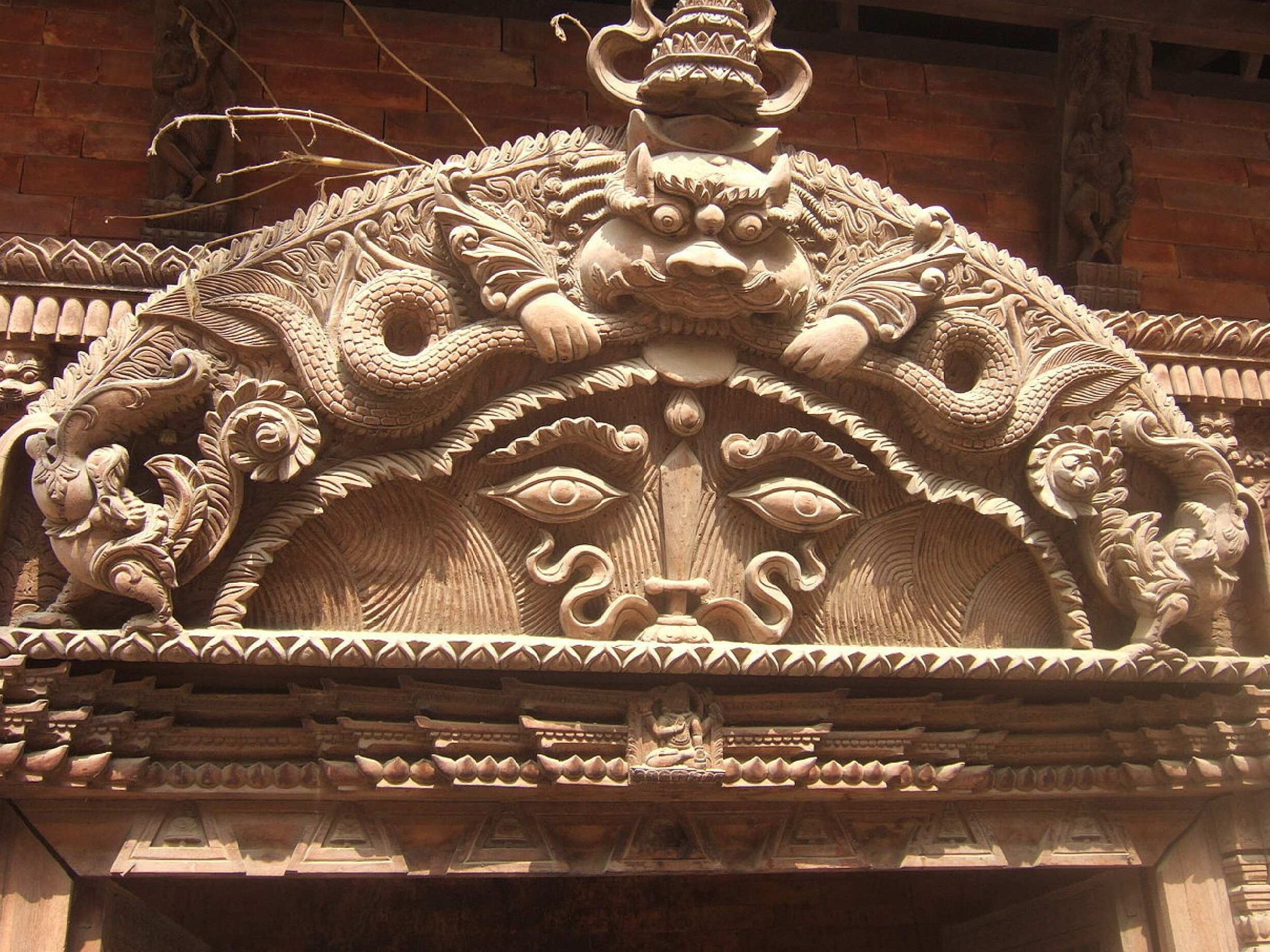A form of Kirtimukha depicted in entrance of hindu temple