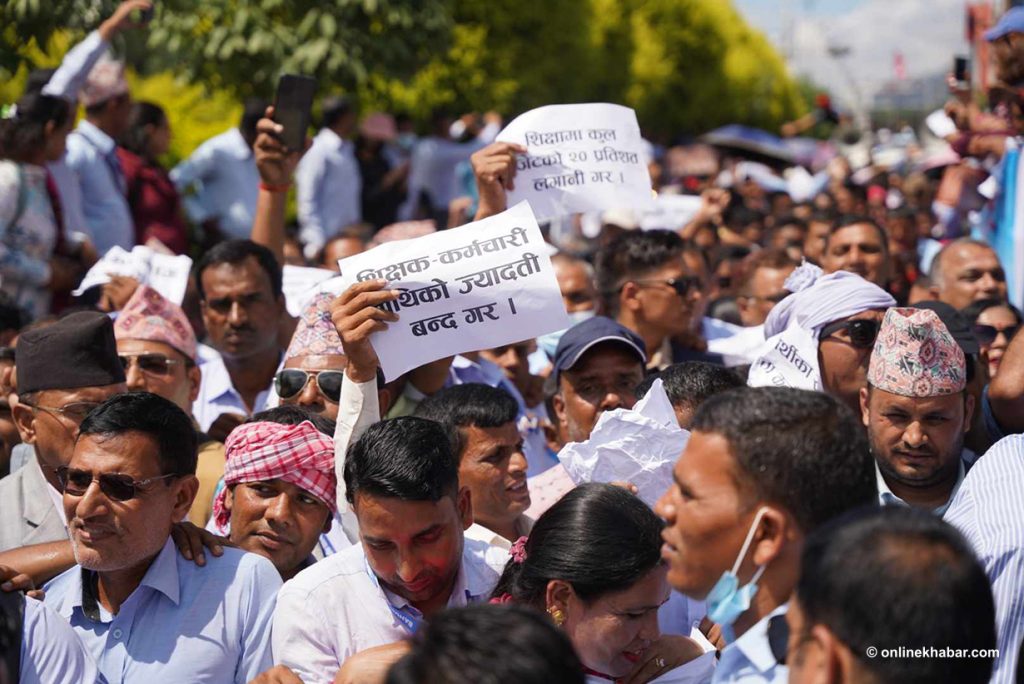 Education bill sparks massive teachers protest in Kathmandu
