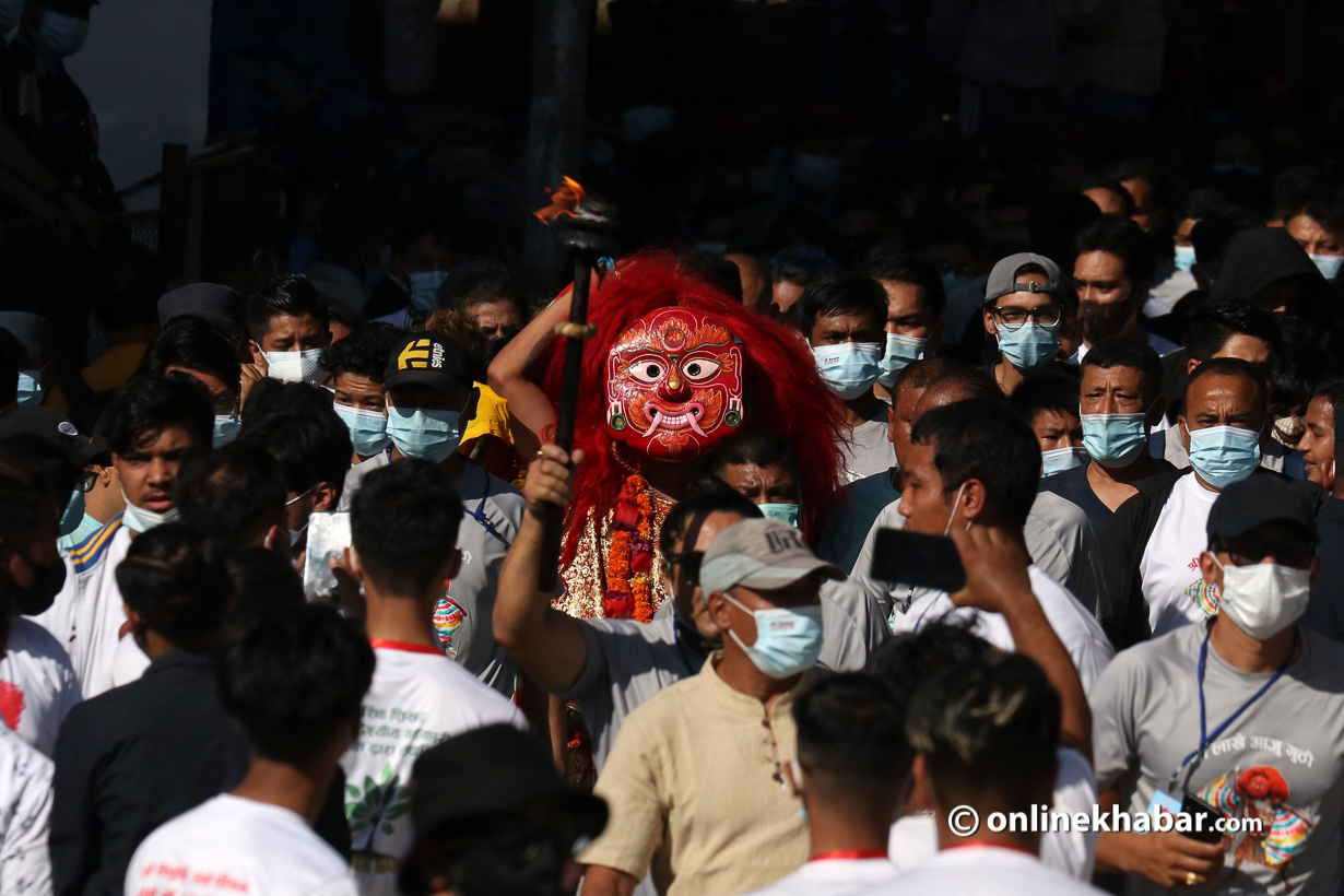 File Photo: Majipa Lakhey taken out during Indra Jatra.