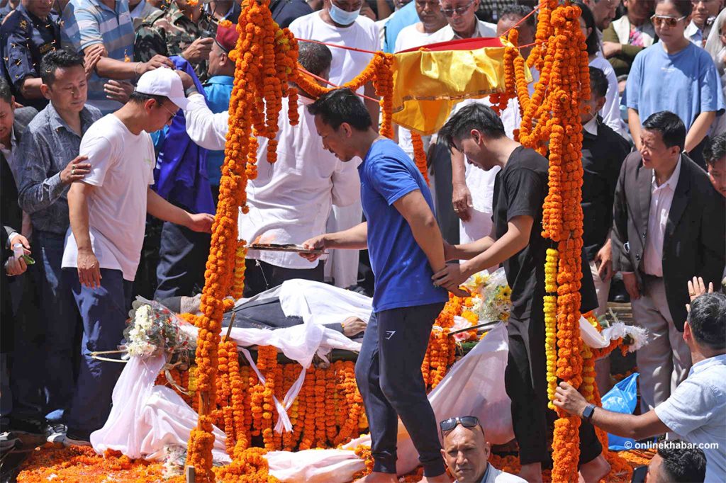 Subas Chandra Nembang’s final rites performed with state honours at Pashupati temple