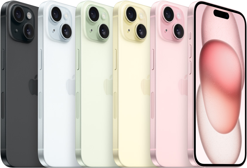iPhone 15 and iPhone 15 Plus colour options. Photo: Apple