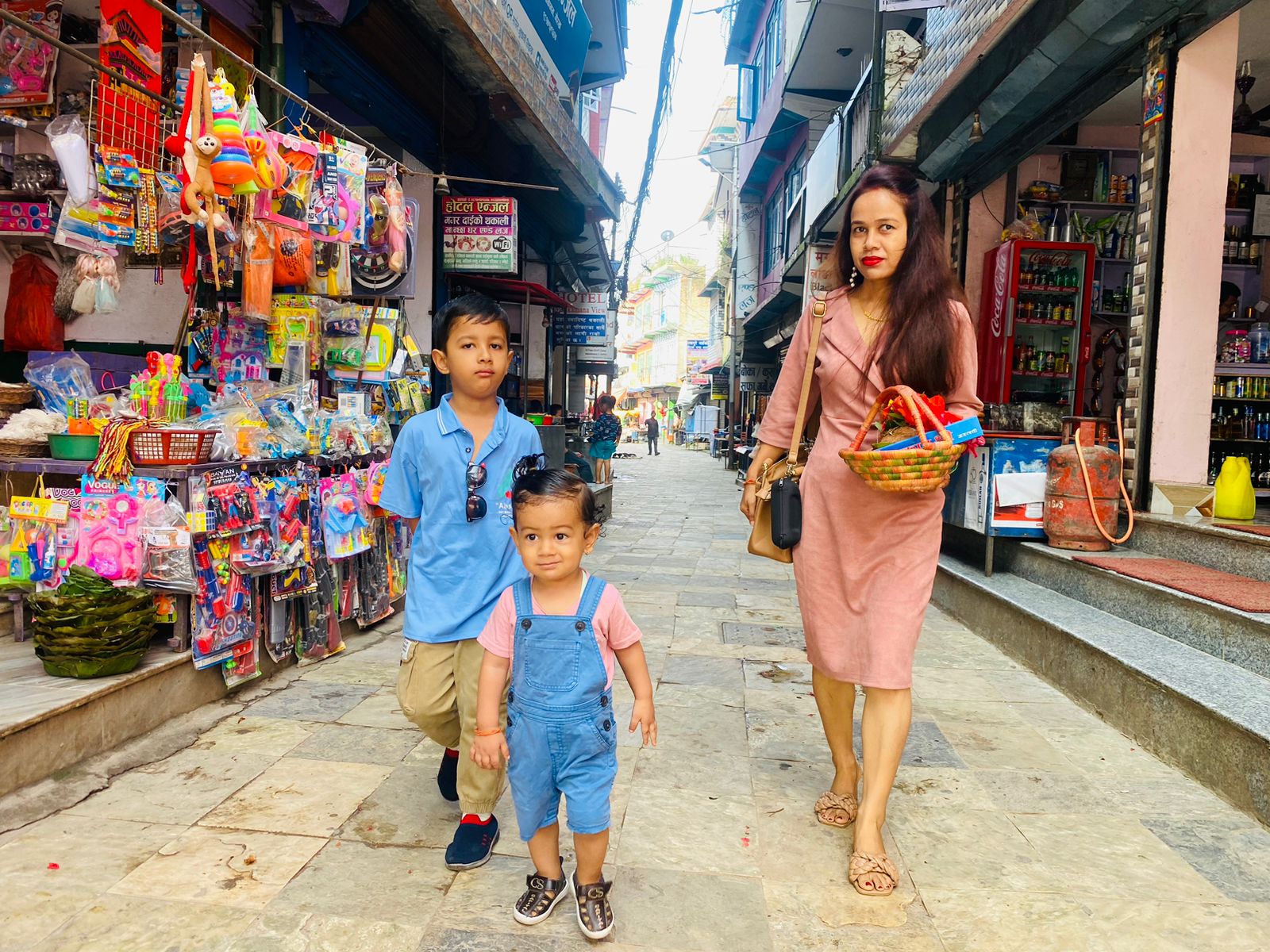 Family time: On the way to Manakamana Temple.  