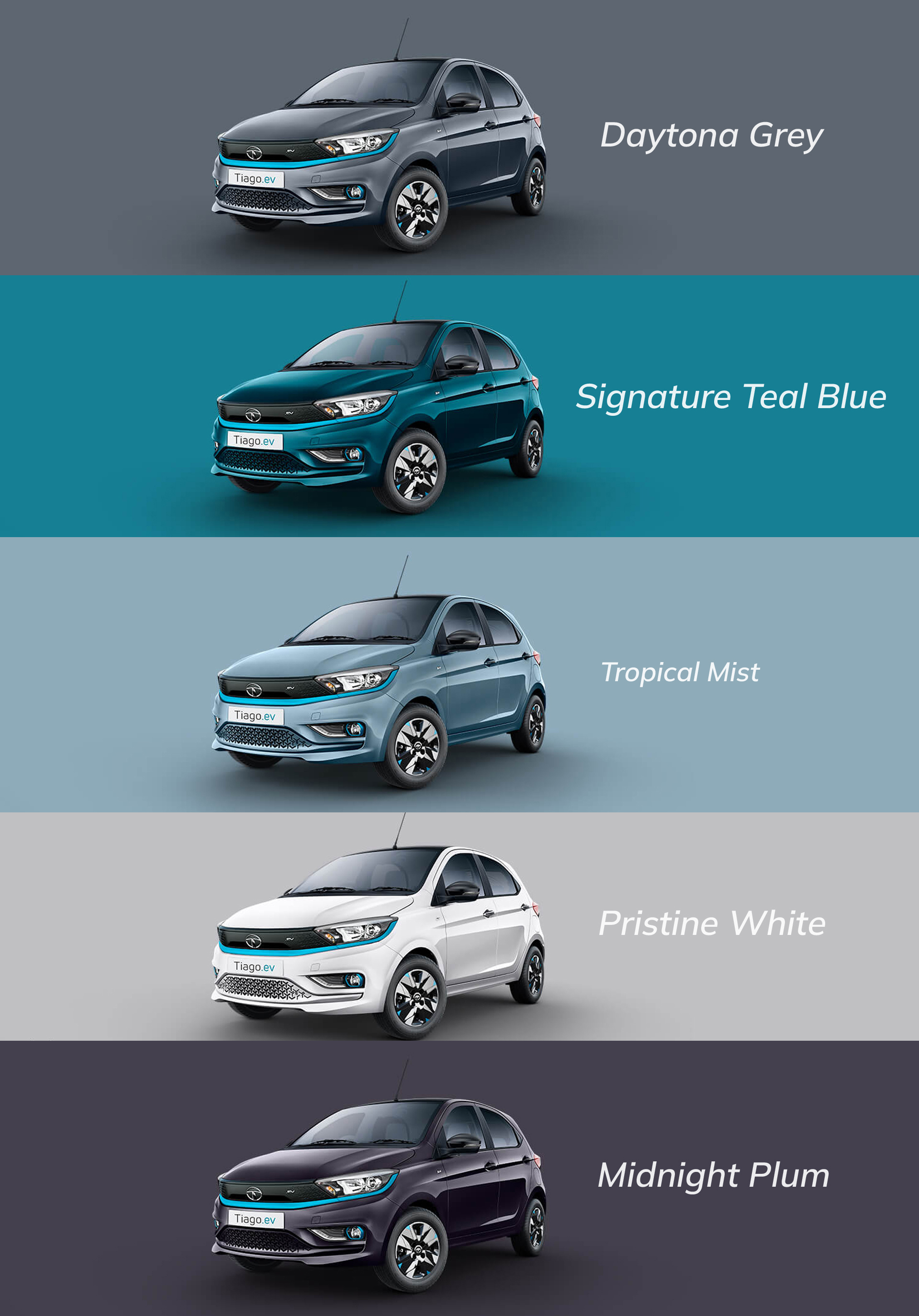 Tata Tiago EV colour options. Photo: Tata Motors Nepal