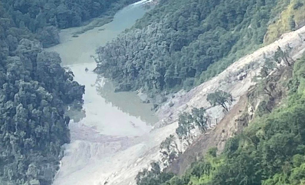 Locals sound alarm as landslide blocks Kimrong Khola, heightening downstream risk
