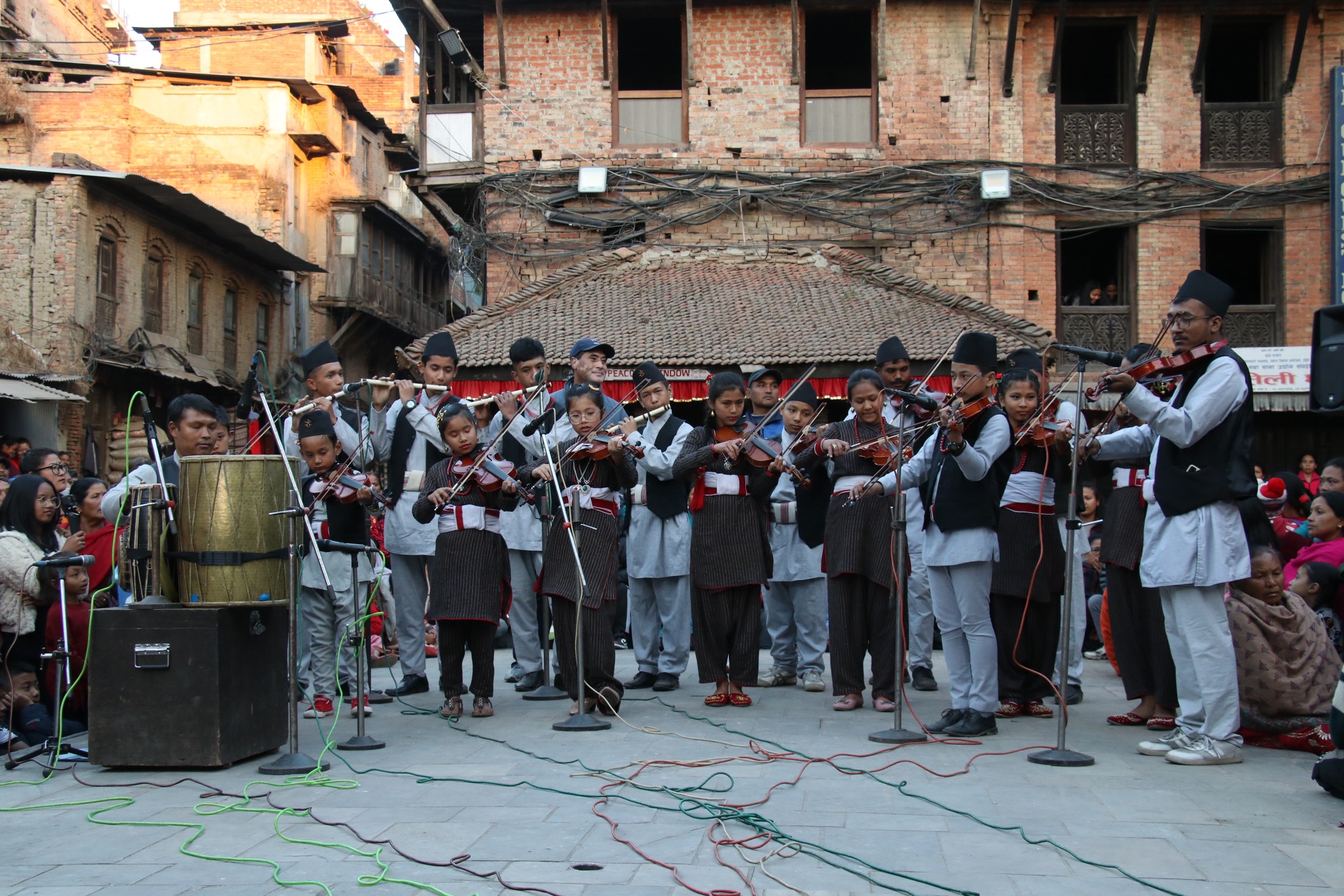 Locals showcasing their musical performance at Dattatreya Square on December 10, 2022. Photo Courtesy: Bhaktapur Municipality/ Facebook