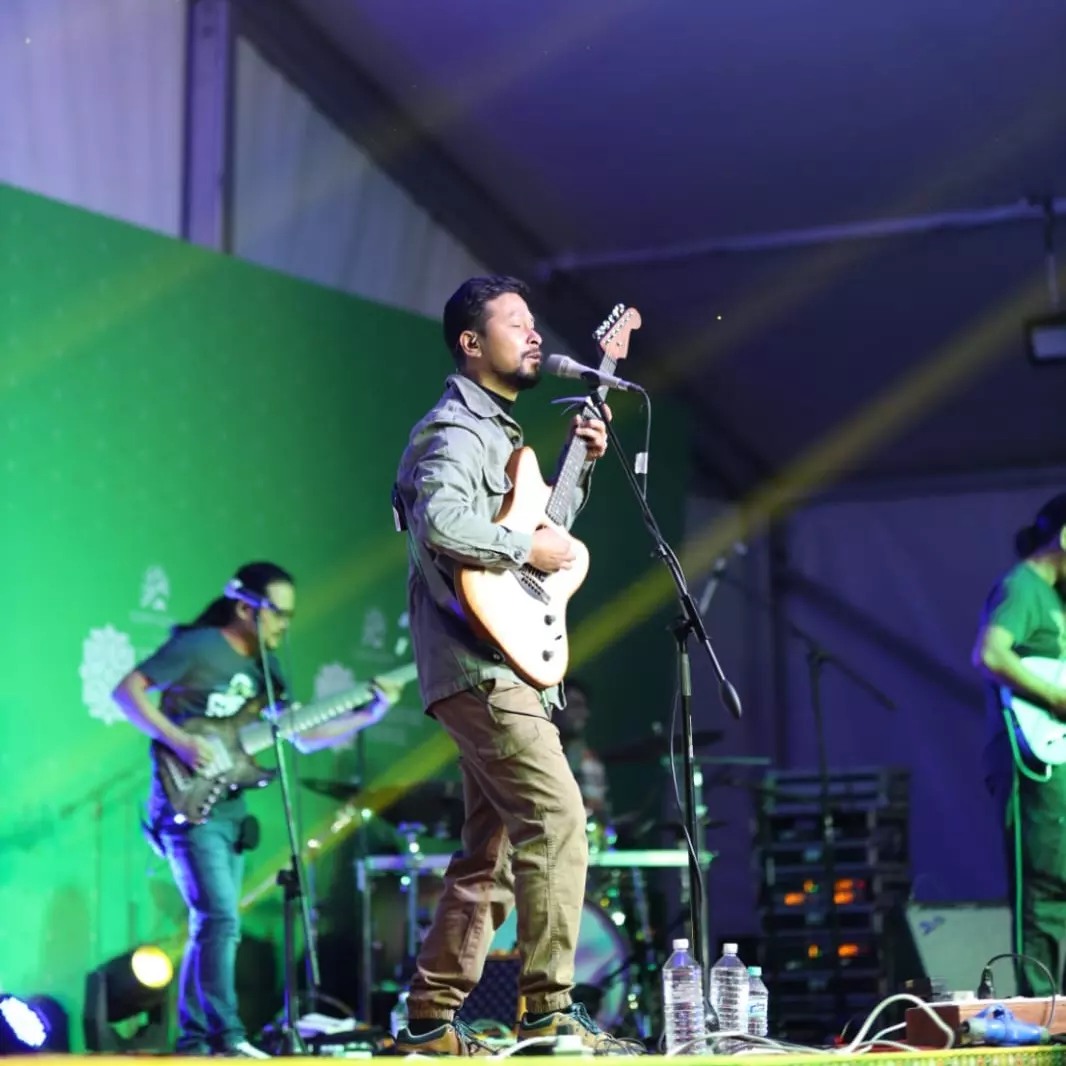 Bipul Chettri and the Travelling Band performs during Nepal Literature Festival in Lakeside, Pokhara. Photo: Nepal Literature Festival 