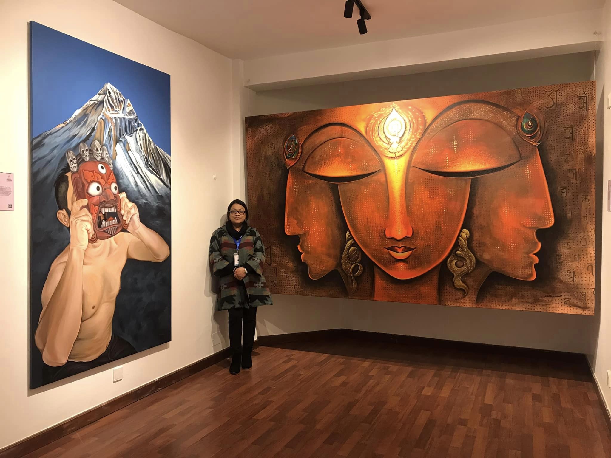 Artist Erina Tamrakar at the Kathmandu Art Biennale.