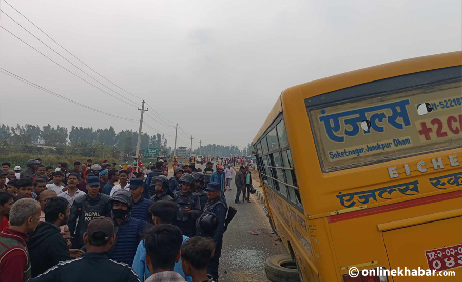 1 dead after being hit by a school bus in Janakpur