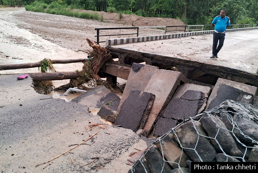 Flood damage disrupts East-West Highway in Mahottari, diversion implemented