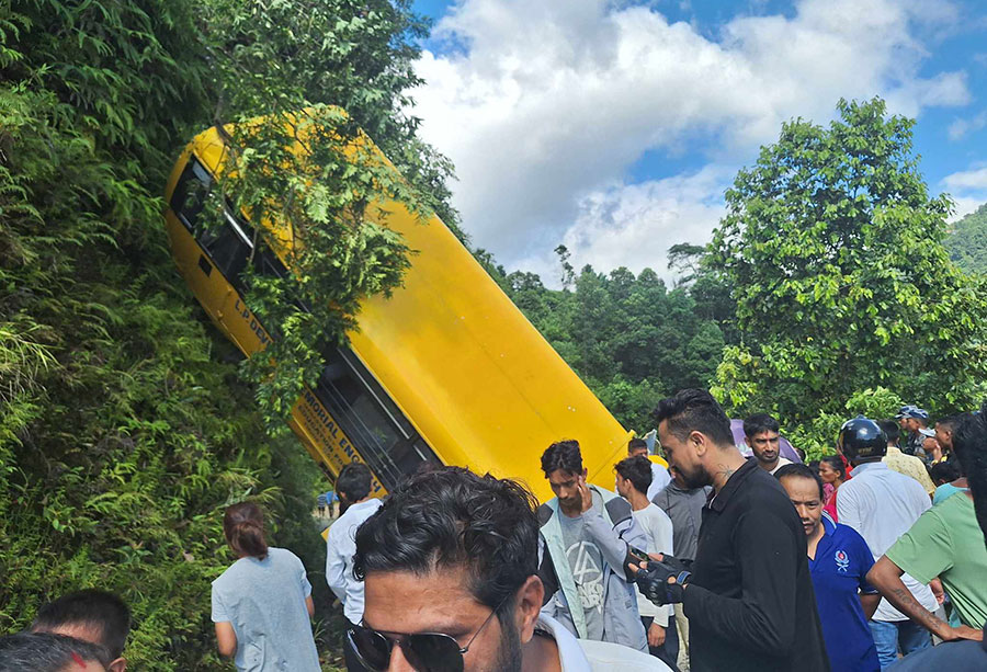 Mother and son killed in Pokhara school bus accident, 28 injured