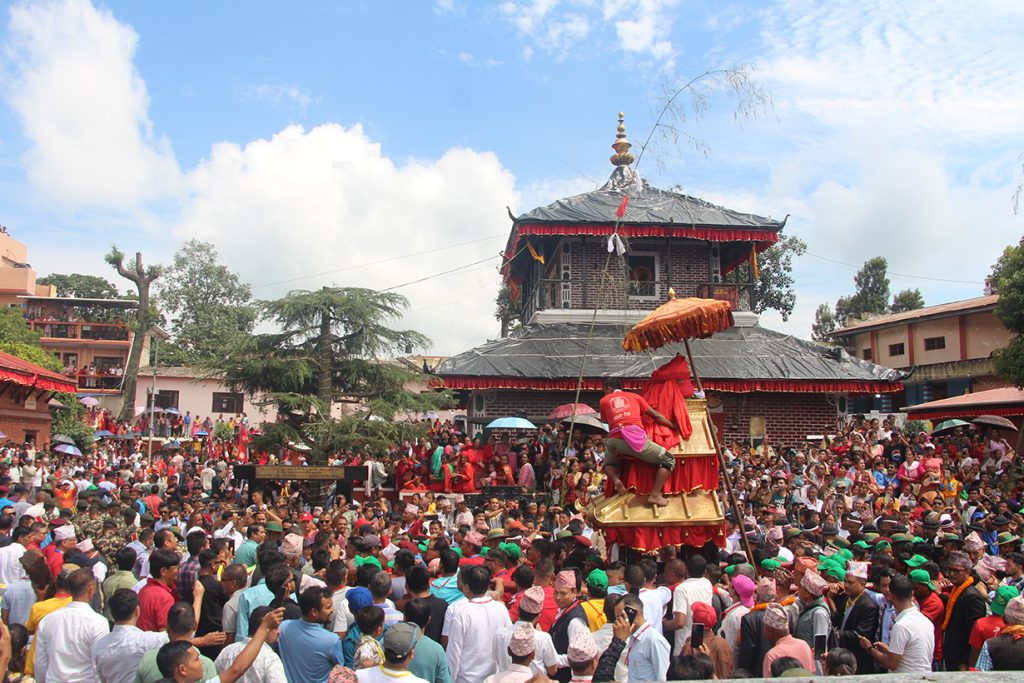 President Paudel gracing historic Bhagawati jatra in Palpa