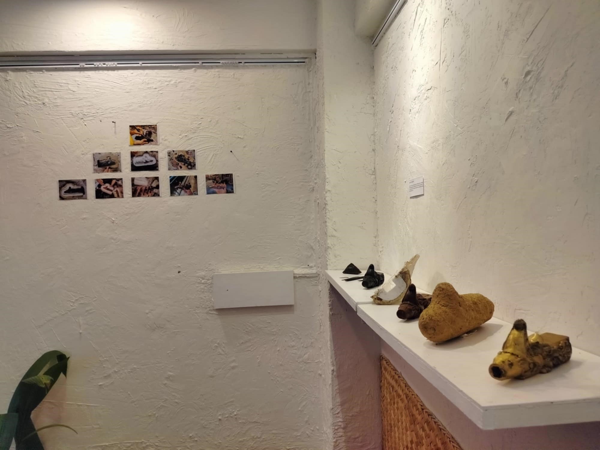 Photographs and models of lost wax process to make sculptures on display at the exhibition 'Beyond Words' at Davu Gallery, Kathmandu.