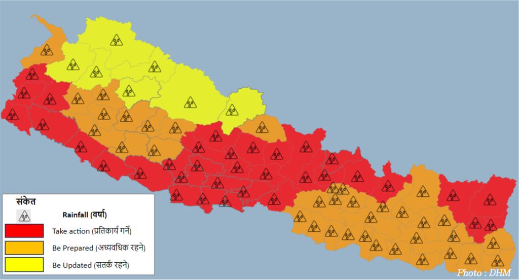 Monsoon activity to intensify in Nepal, red alert issued for 36 districts