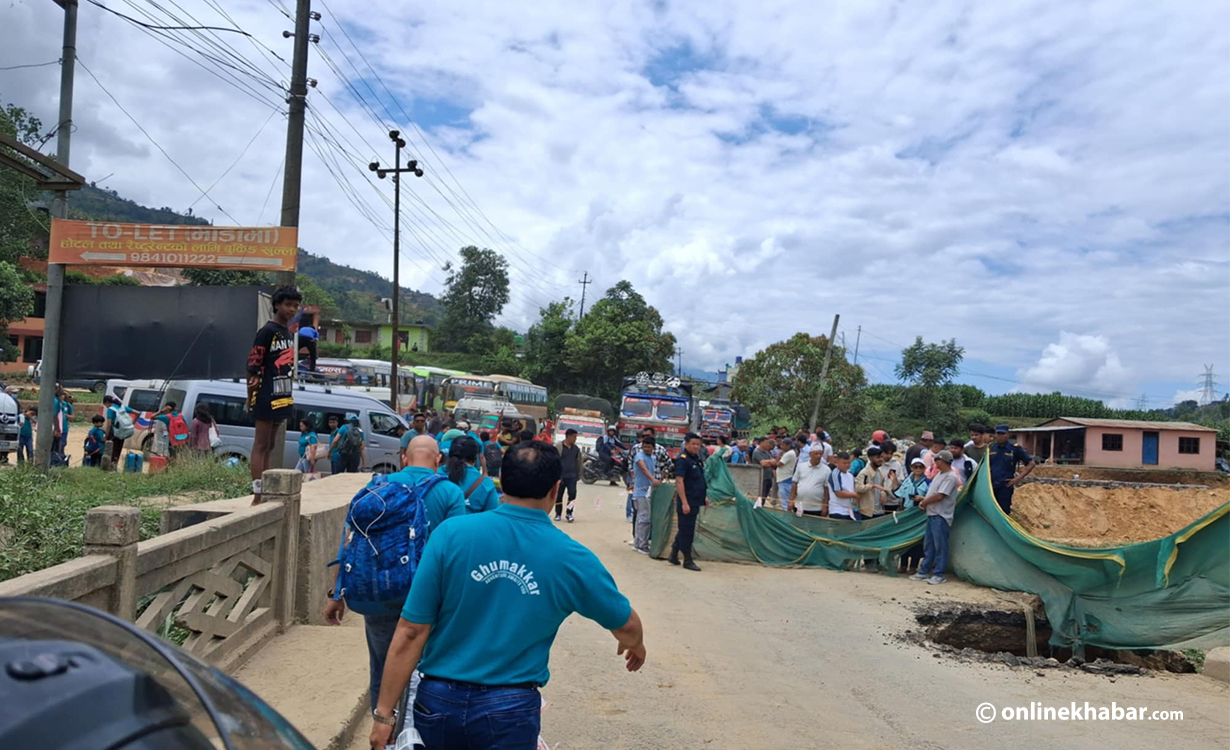 Dhading bridge collapse strands passengers