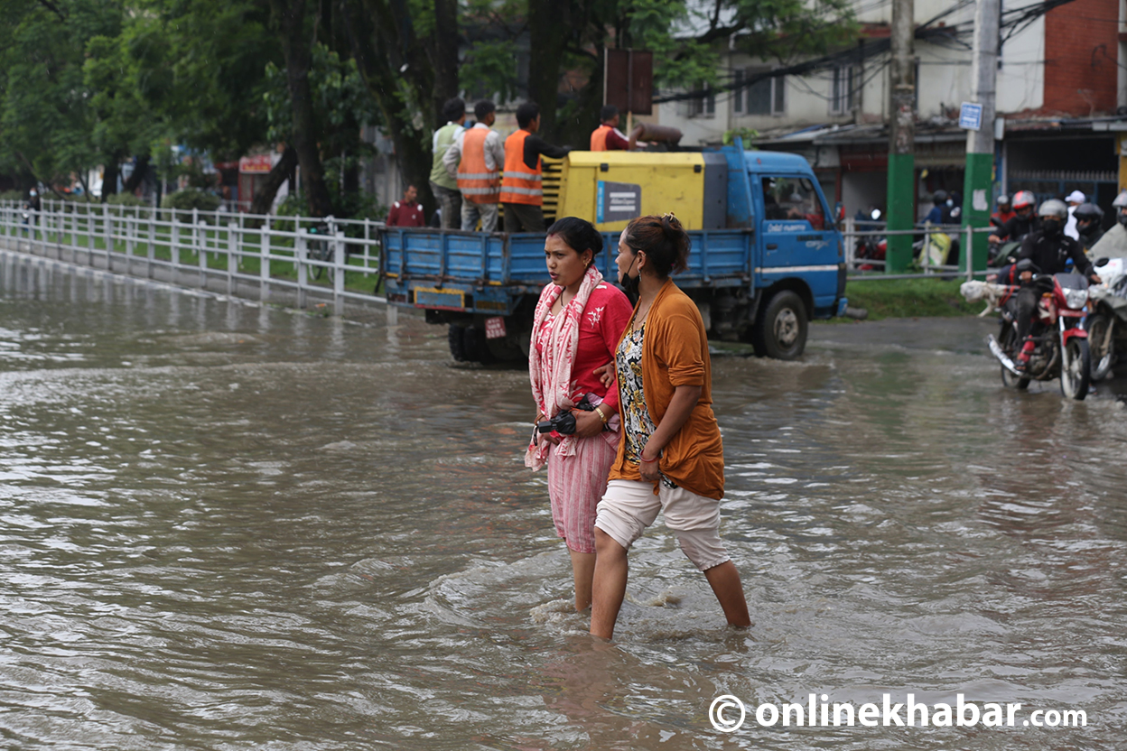 Rainfall on Friday morning causes waterlogging in Lalitpur (Photos)