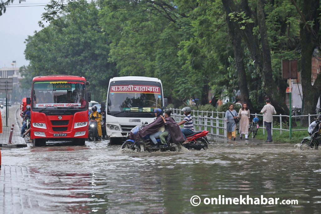 Rainfall on Friday morning causes waterlogging in Lalitpur (Photos)