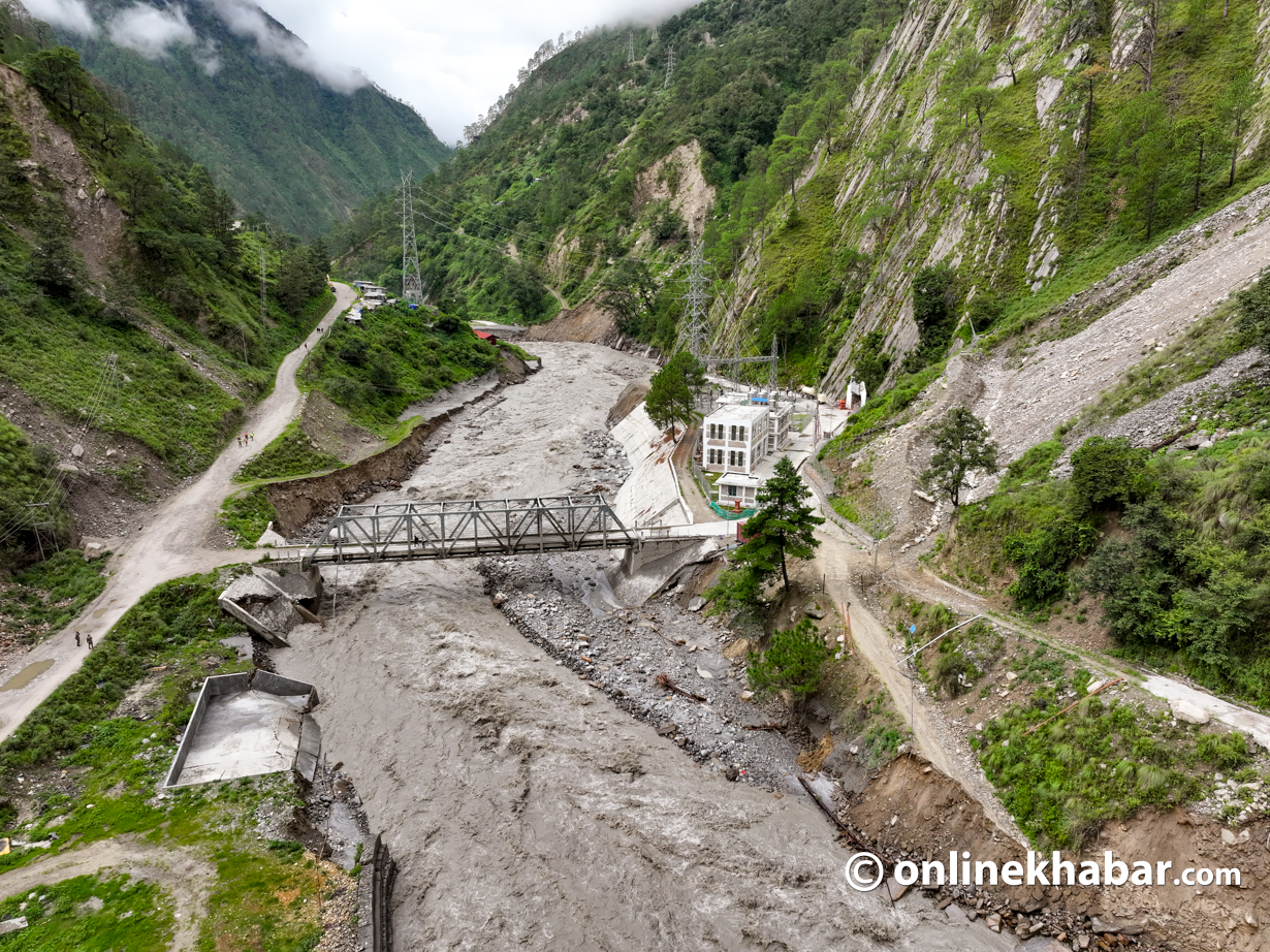 Rasuwa devastated after floods: Ropes on cliffs, planks across rivers (Photos)